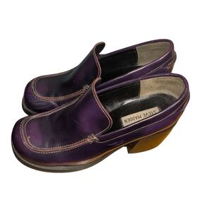 Vintage 90s Steve Madden Platform shoes Purple Leather Chuncky heel Size 9.5